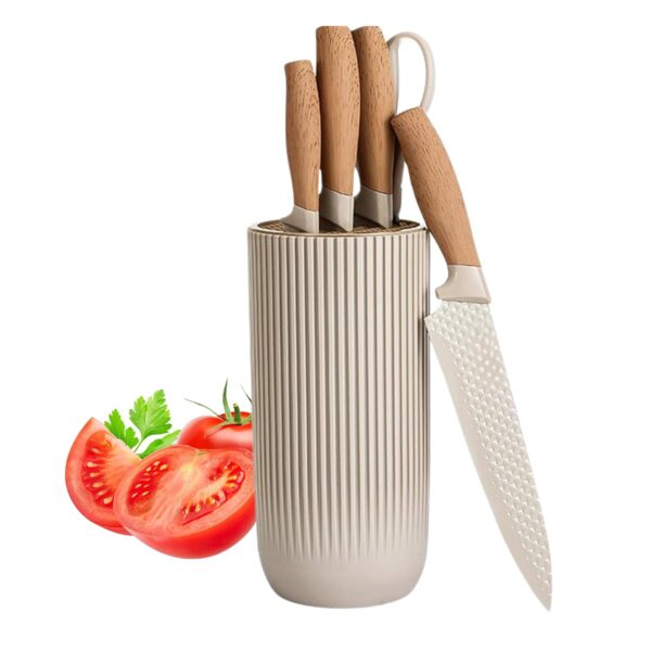 HomeEssentials 6-Piece German-Engineered Knife Set with Block - Image 2