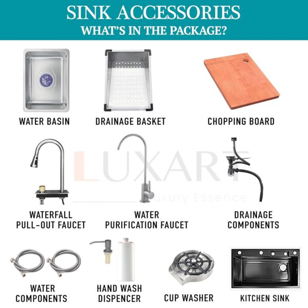 Waterfall Anti-Scratch Stainless Steel Kitchen Sink – Silver - Image 3