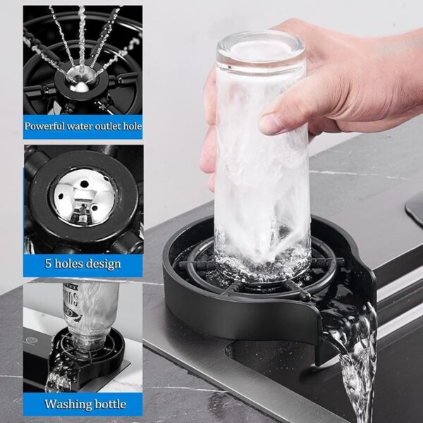 Modular Waterfall Kitchen Sink with Pull-Down Faucet – 304 Stainless Steel - Image 4