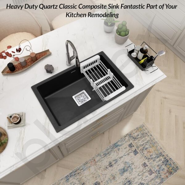 Quartz Single Bowl Kitchen Sink – Black